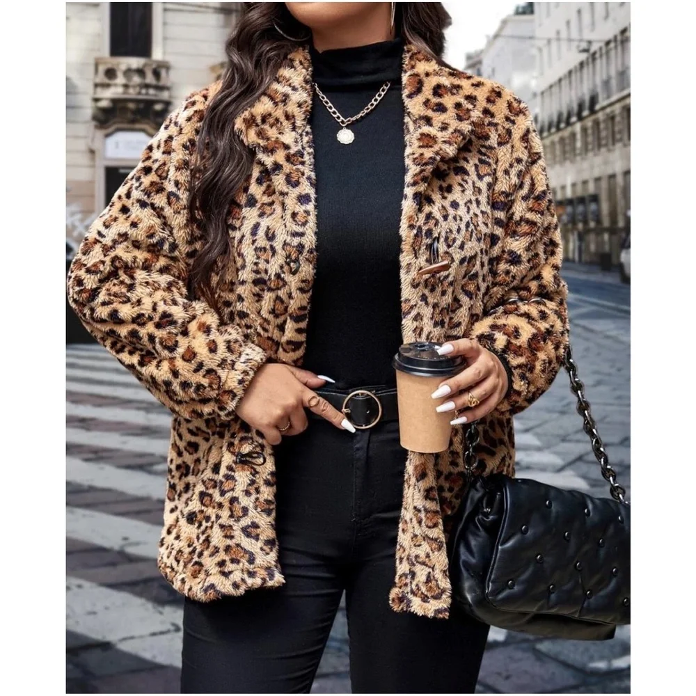 Leopard Print Faux Fur Jacket - Picture 1 of 6